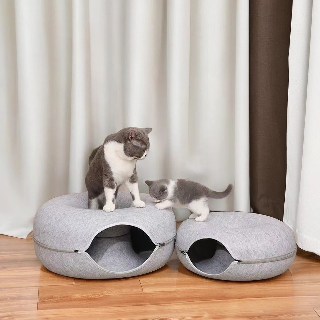 Cat Round Tunnel Bed, Cat Donut Tunnel, Kitten Felt Cave, Kitten Donut