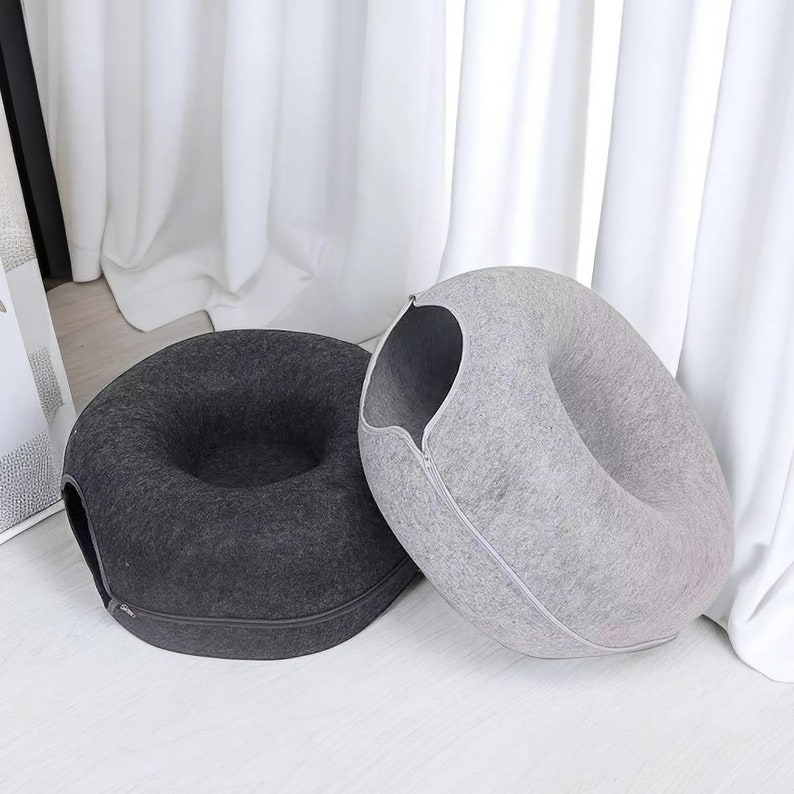 Cat Round Tunnel Bed, Cat Donut Tunnel, Kitten Felt Cave, Kitten Donut