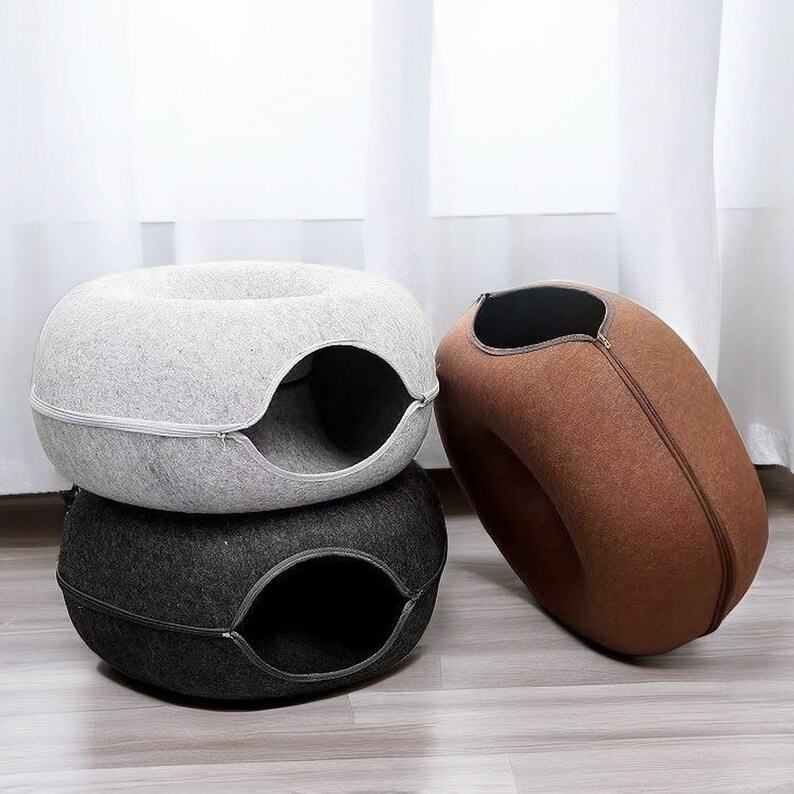 Cat Round Tunnel Bed, Cat Donut Tunnel, Kitten Felt Cave, Kitten Donut
