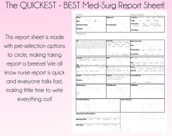 Fiche de rapport d'infirmière Med-Surg, Quick Circle SBAR (téléchargement numérique)