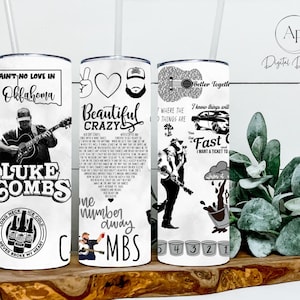 Luke Combs Collage Tumbler Wrap, 20oz smal tumbler (PNG-nedladdning)
