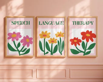 SLP Flower Market Digital Prints | Floral Speech Therapy, Decor, Clinic, Office, Class, Room Posters | Speech-Language Pathology Wall Art