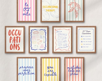 Paquete de impresiones digitales de OT La Dolce Vita / Terapia ocupacional italiana de verano, decoración, clínica, oficina, habitación, pósteres artísticos / Descarga instantánea