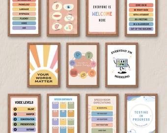 Paquete de impresiones digitales de arcoíris suaves / Pósters abstractos para logopedia, decoración, clínica, oficina y salas / Logopedia