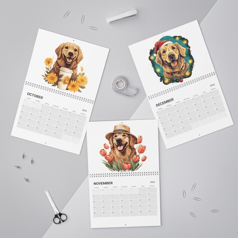 Cute Dog Calendar 2024, Dog Calendar 2024, New Year 2024, Petlover's