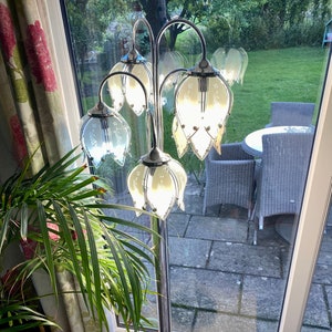 UNIQUE CHROME and grey glass mid-century tulip lamp.