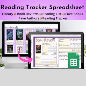 Reading Tracker Spreadsheet Google Sheets Digital Library Book Tracker Book Review Reading Spreadsheet Purple Great Book Lover Gifts