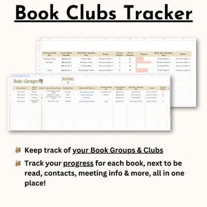 image of Book Clubs tracker in reading tracker google spreadsheet