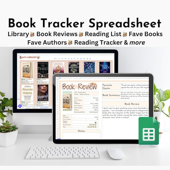 Reading Tracker Google Sheets Digital Library Book Tracker Book Review Reading Spreadsheet Reading Log Book Lover Gifts