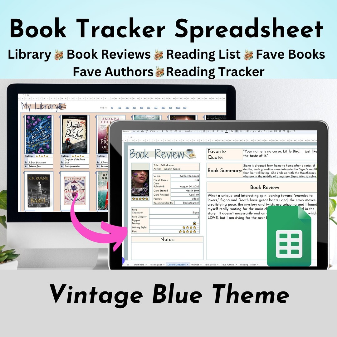 Reading Tracker Spreadsheet Google Sheets Digital Library Book Tracker ...