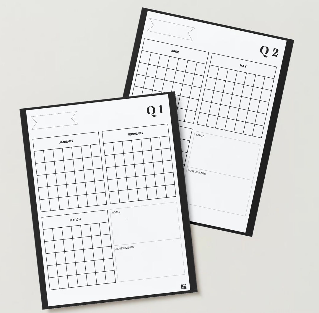 Quarterly Calendar Template for Rocketbook Canva Etsy
