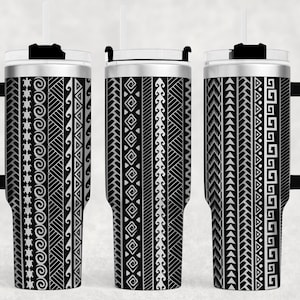 Hawaiian Polynesian tribal Laser Engraved Full Wrap 40oz Tumbler, Digital Download, SVG, Seamless Design, handle tropical personalize