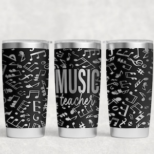 Music teacher Laser Engraved Full Wrap 20oz Tumbler, Digital Download, SVG, Seamless Design, band instructor, music notes