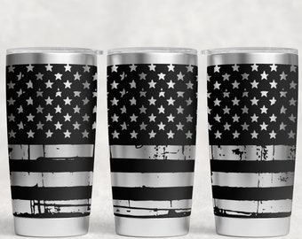 Beunruhigte amerikanische Flagge Laser gravierte Verpackung 20 Unzen Becher, digitaler Download, SVG, nahtloses Design, USA Flagge Streifen