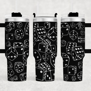 Dés cartes de jeu de casino Vegas haut en bas gravé au laser Wrap 40 oz Tumbler design, téléchargement numérique SVG, sans couture, poignée, emballage