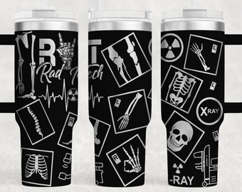 Radiology tech Laser Engraved Full Wrap 40oz Tumbler, Digital Download, SVG, Seamless Design, handle, medical symbols, xray rad tech bones