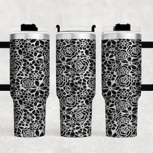 Seamless Floral Laser Engraved Full Wrap 40oz Tumbler, Digital Download ...