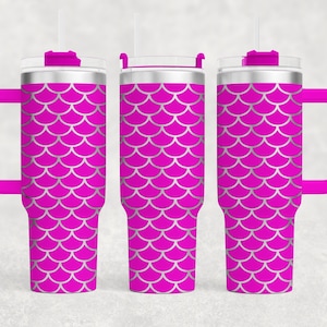 Mermaid scales Laser Engraved Full Wrap 40oz Tumbler design, Digital Download, SVG, Seamless, handle mermaid pattern