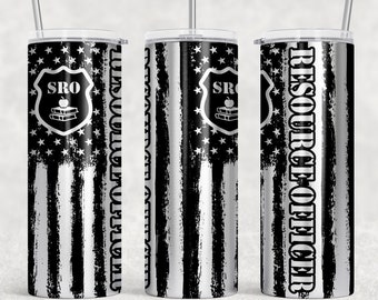 Schul-Ressourcenoffizier FAUX Laser 20 Unzen Skinny Sublimation Wrap, Tumbler Digital Download Seamless Design, png, SRO, Stellvertretender, Polizeioffizier