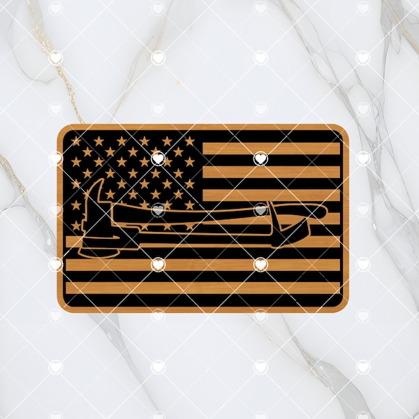 Firefighter Patch With American Flag Svg Etsy
