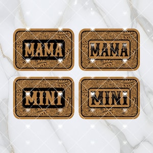 Mama mini western tooled leather bundle SVG, Laser Engraved leather patch design, Digital Download, acrylic. Mama mini hat patch set