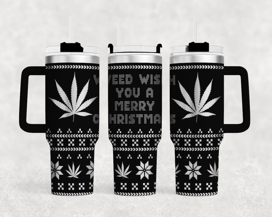 Weed Christmas Sweater Laser Engraved Wrap 40oz Tumbler, Digital