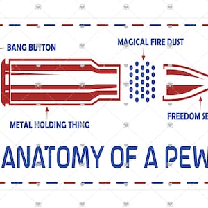 Anatomy of a pew SVG, Laser Engraved leather patch design, Digital Download, acrylic red white blue, firearms, 2nd amendment, bullet