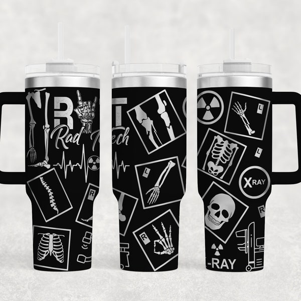 Radiology tech Laser Engraved Full Wrap 40oz Tumbler, Digital Download, SVG, Seamless Design, handle, medical symbols, xray rad tech bones