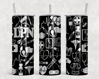 Licensed Practical nurse FAUX laser 20oz skinny SUBLIMATION wrap, Tumbler Digital Download Seamless Design, png, LPN gift for nurse medical