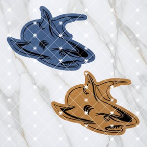 Haai-SVG, lasergegraveerd leren patchontwerp, digitale download, haaienweek, haaienpatch, haai uitgesneden