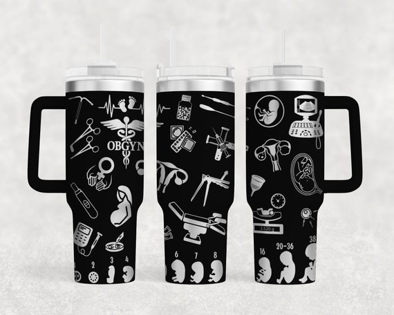 OBGYN obstetrics gynecology Laser Engraved Full Wrap 40oz Tumbler, Digital Download, SVG, Seamless Design, handle, medical symbols, nurse Dr