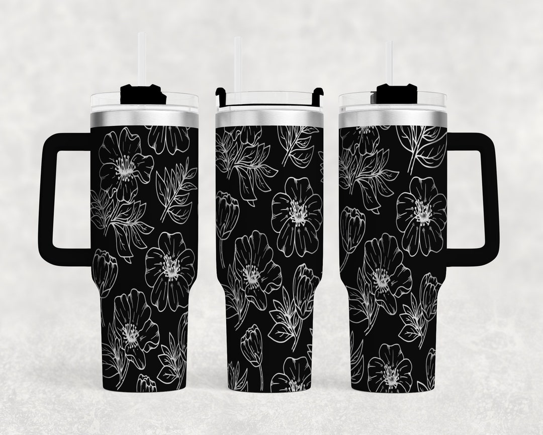 Seamless Floral Laser Engraved Full Wrap 40oz Tumbler, Digital Download ...