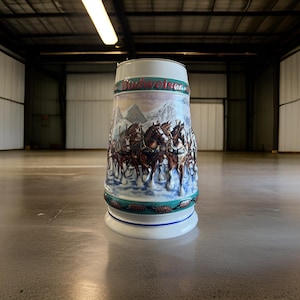 1993 Budweiser Holiday Stein “Special Delivery” Made in Brazil by Ceramarte.