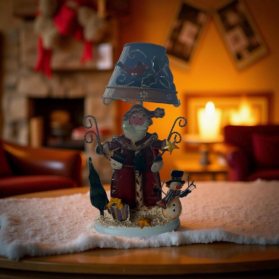 置物 #50s60sMichelindollwithvintagesweatshirt 1995 Jim Shore Santa Lamp Votive – Metallic Folk Art Candle Holder