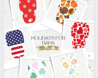 Holiday Cochlear Implant Skins for Baha 5 Baha 6, Kanso, Stickers, easter, patricks, Christmas, valentines, memorial, fourth of july, usa,