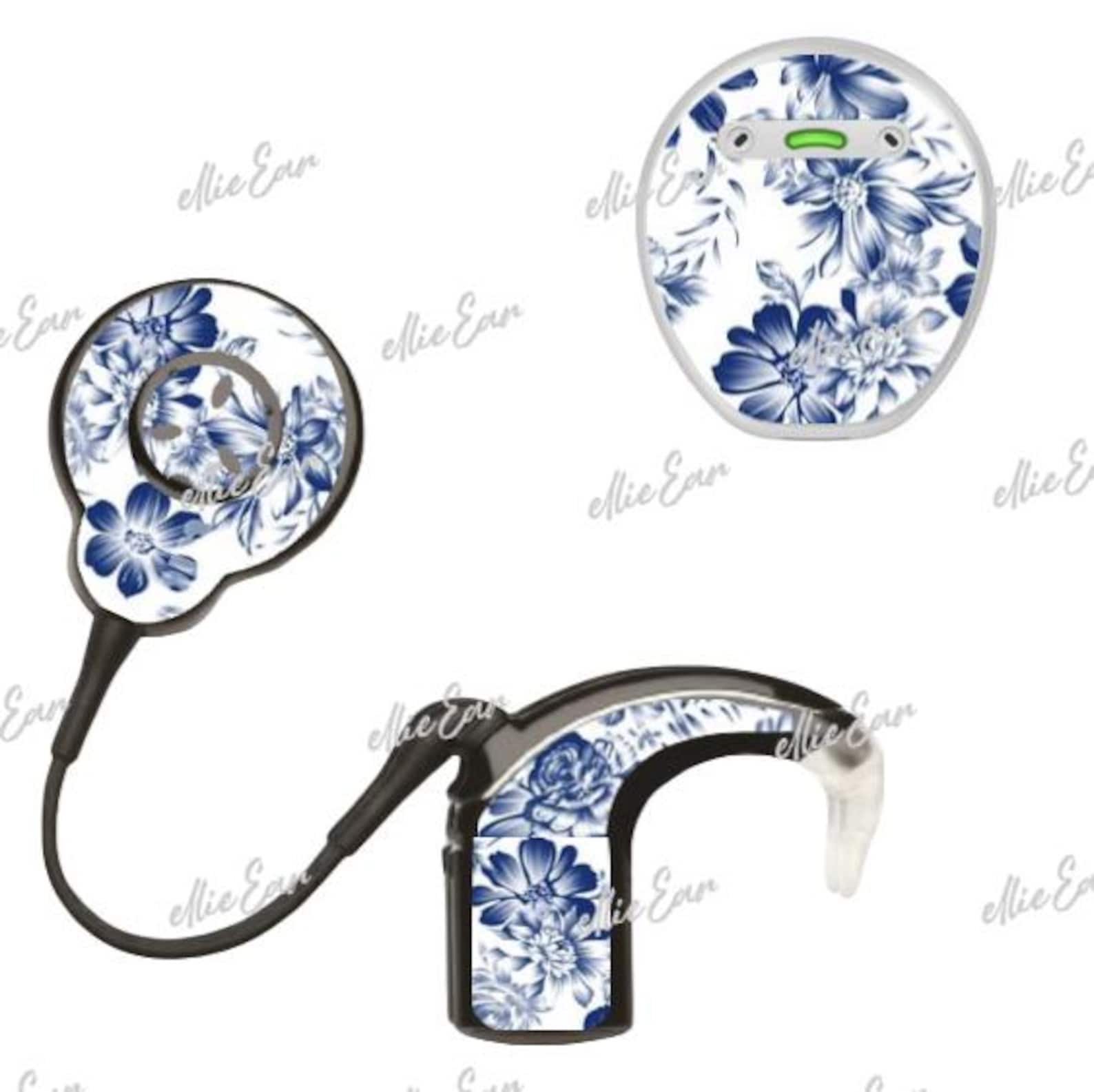 Blue White Floral Implant Stickers for Cochlear, Baha, Osia - Etsy
