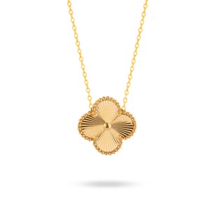 Collier trèfle en or massif 18 carats | Pendentif porte-bonheur délicat pour une élégance quotidienne | Cadeau pour elle