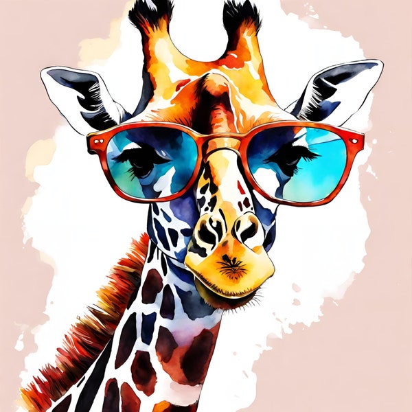 Bundle of 10 High Quality Giraffe Prints, JPG File, Digital, Giraffe Downloads, Giraffe with Sunglasses, Instant Downloads JPG Files