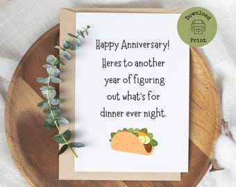 Cartão de aniversário engraçado, humor entre marido e mulher, minimalista moderno (download digital)