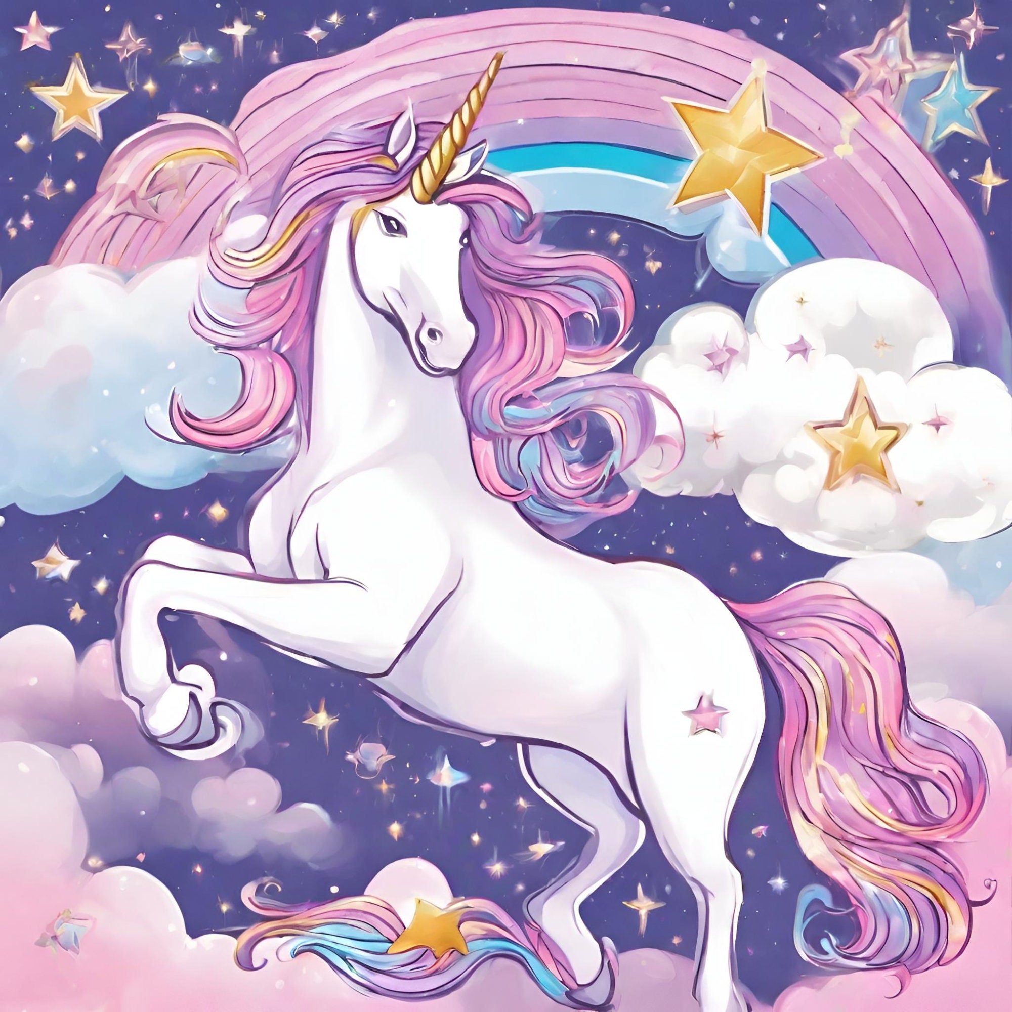 Bundle of 5 High Quality Unicorn Prints, JPG File, Digital Printable ...