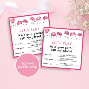 Bearbeitbare Spieldatum Karten, Lets Play 3 X 3 Karten, Sofortiger Download Spieldatum Karten, Rosa Blumen Spieldatum Karten, Keep in Touch Karten, Printables