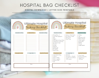 Editable Hospital Bag Checklist: Labor & Delivery Packing List (Digital Download)