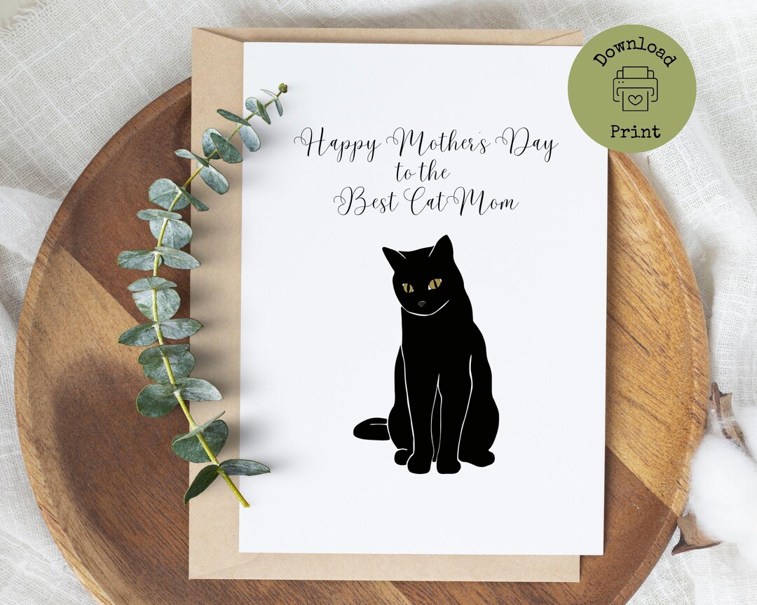 Black Cat Mom Mother’s Day Card Printable | Cat Mom Gift | Cat Lover ...