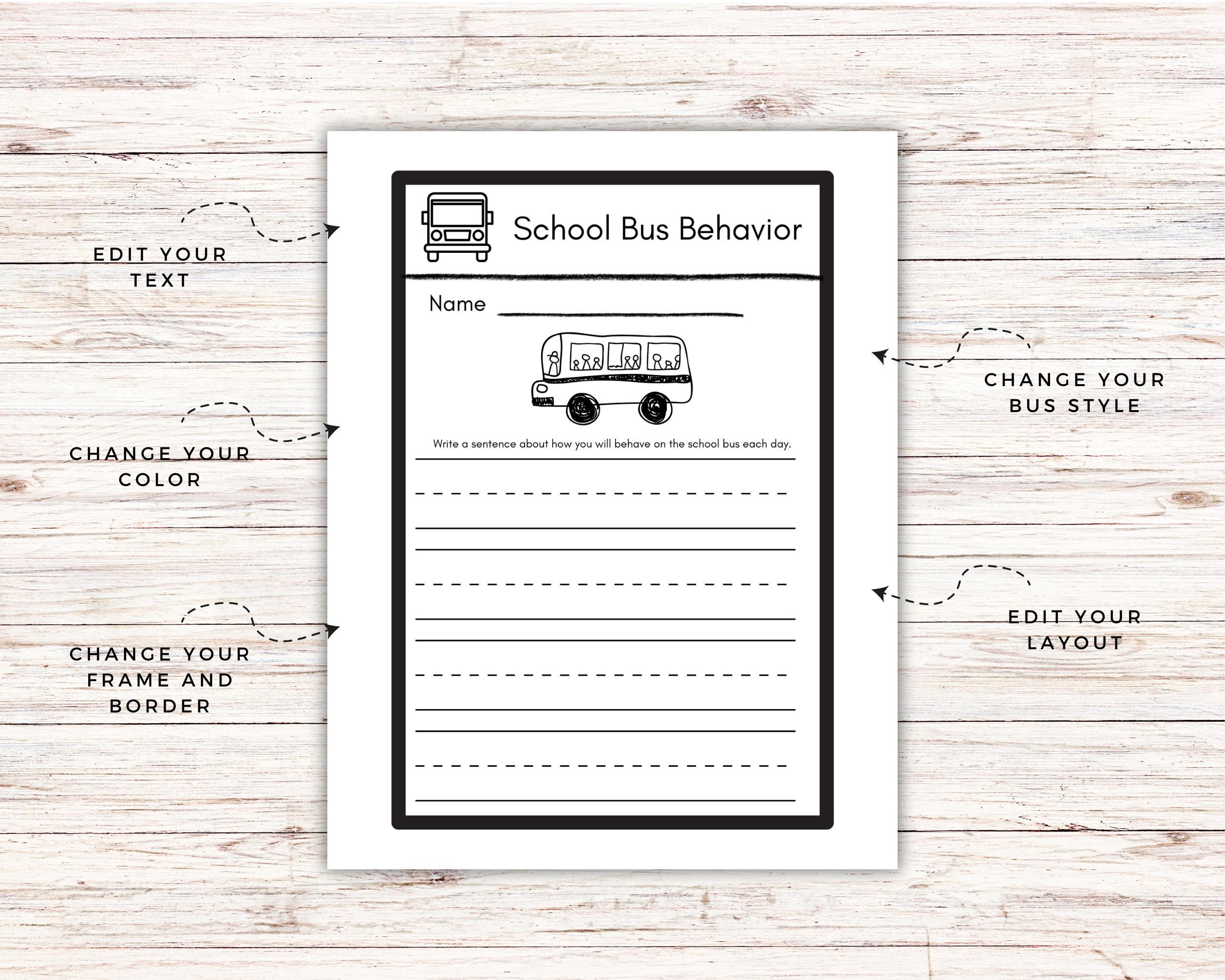 Bus Safety Rules Packet: Printable Classroom Activity (canva Template ...