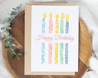 Printable Birthday Card: Colorful Candles (Digital Download)
