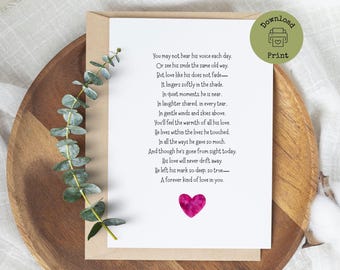 Sympathy Card for Loss of Father Printable | Bereavement Card Digital Download | Memorial Poem Card | Condolence Card for Dad PDF
