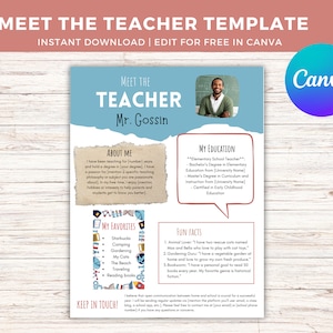 Meet the Teacher Editable Template, Back to School Welcome Letter to Parents, First Day of School Letter, Teacher School Newsletter Template
