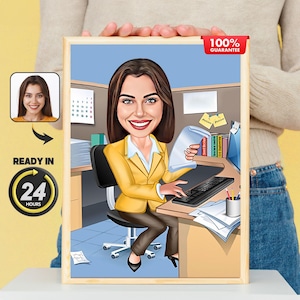 Funny Digital Caricature Gift for Accountant: Birthday & Christmas Present, Secretary Gift, Best Secretary Gift, Office Worker Gift