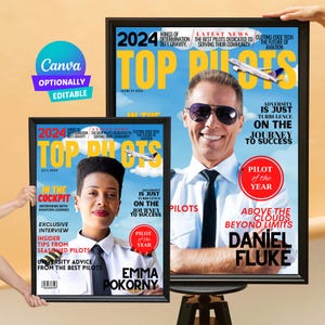 Pilot Gift Custom Magazine Cover, Pilot Birthday Gifts, Gift for Pilot , Aviator Gift, Pilot Retirement, Pilot Gift for Men, Pilot Art