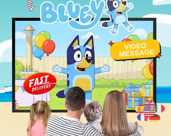 Messaggio vocale di Bluey - Video di auguri di buon compleanno personalizzato, regalo digitale personalizzato per feste di bambini